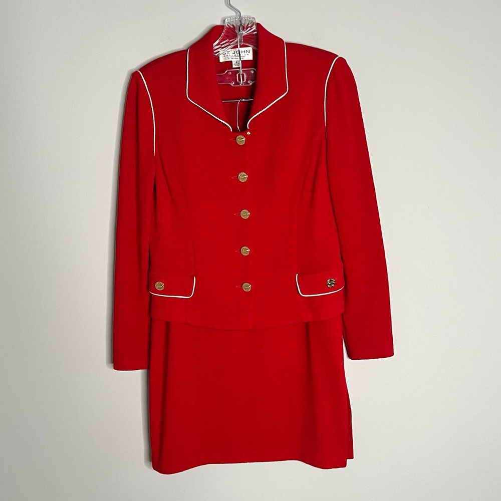 St John Collection 2 Piece Set Santana Knit Red Women's Size 4